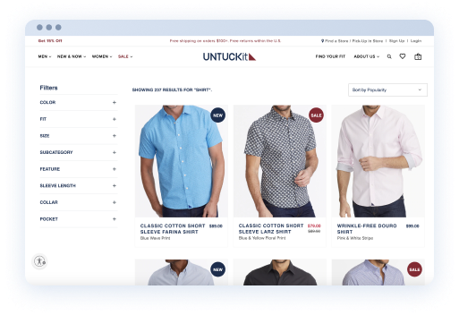 Untuckit ecommerce mens shirts results